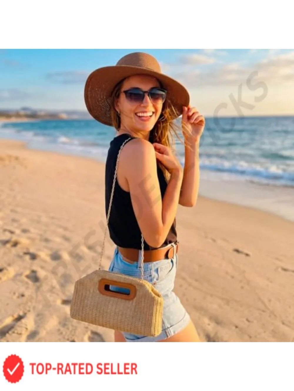 Raffia Clutch Straw Crossbody Bag Women Woven Purse